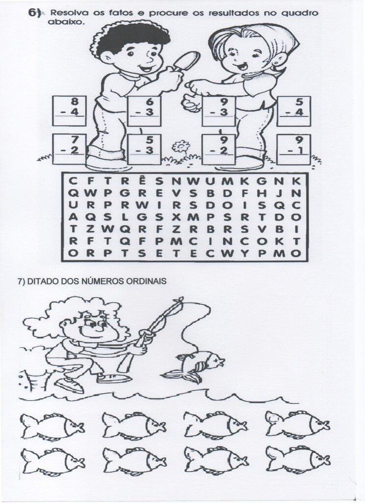 Avaliação-1º ano-5 continhas e ditado com números