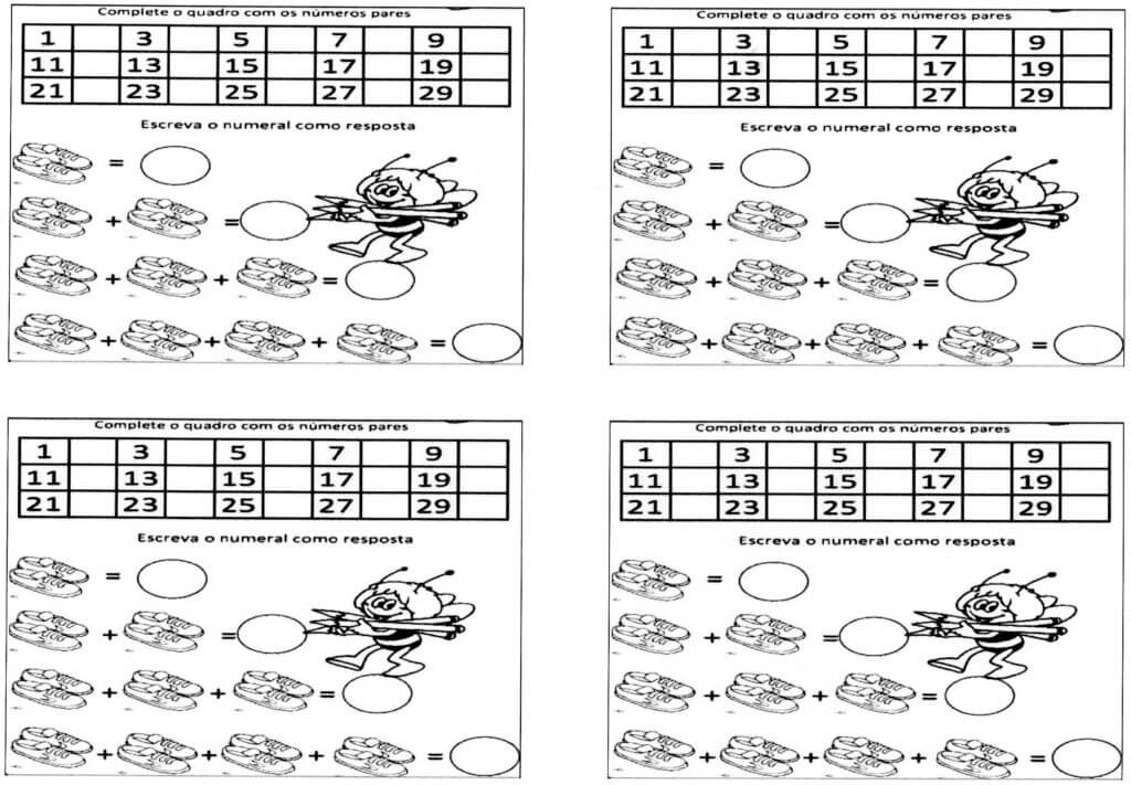 Atividade com números pares e ímpares