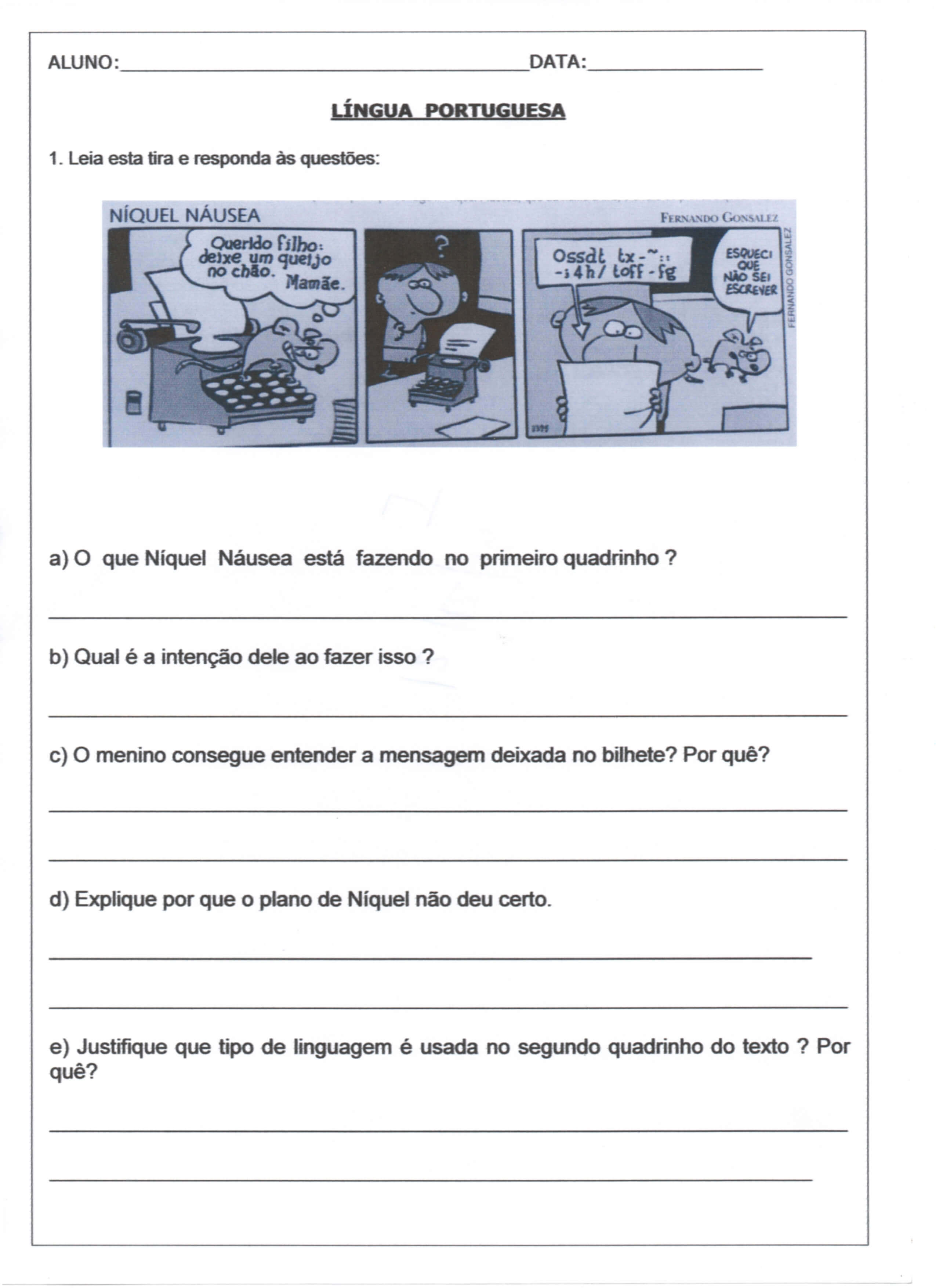 Avaliação De Língua Portuguesa-2 Ano-Texto E Escrita 1 · Alfabetização Blog