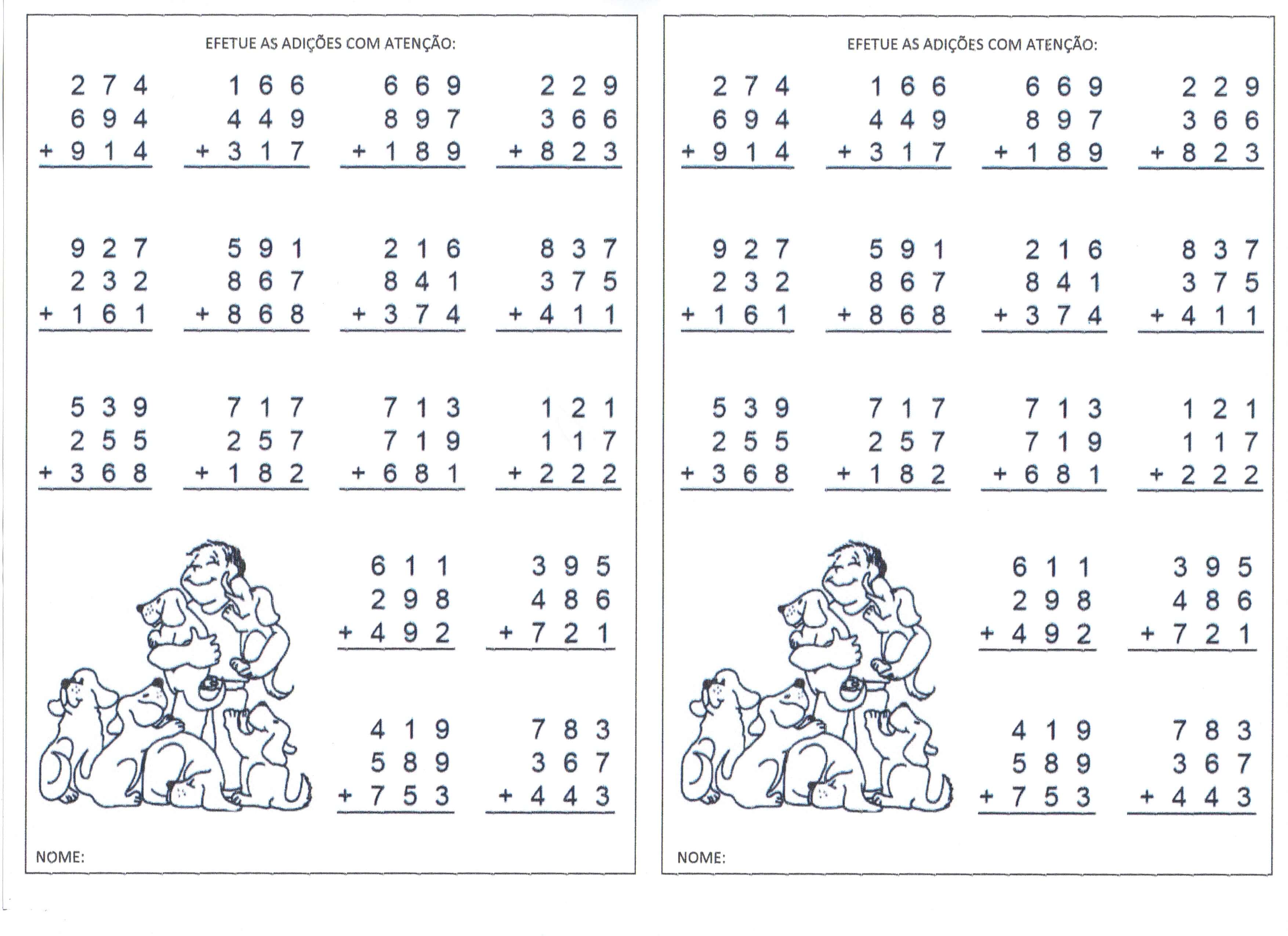 Contas De Adição Do Snoopy Matemática · Alfabetização Blog