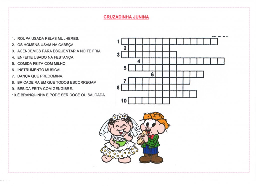 Livro da Festa Junina-Atividade Completa-Parte 5-Folha-6-Cruzadinha Junina