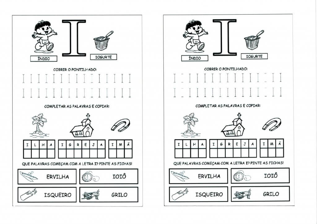 Alfabeto com as Letras Iniciais e Pontilhadas-Parte 2-Letra I