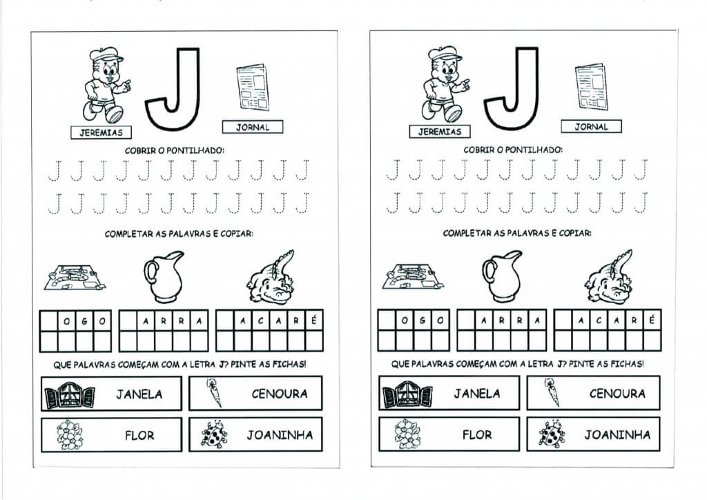 Alfabeto com as Letras Iniciais e Pontilhadas-Parte 2-Letra J