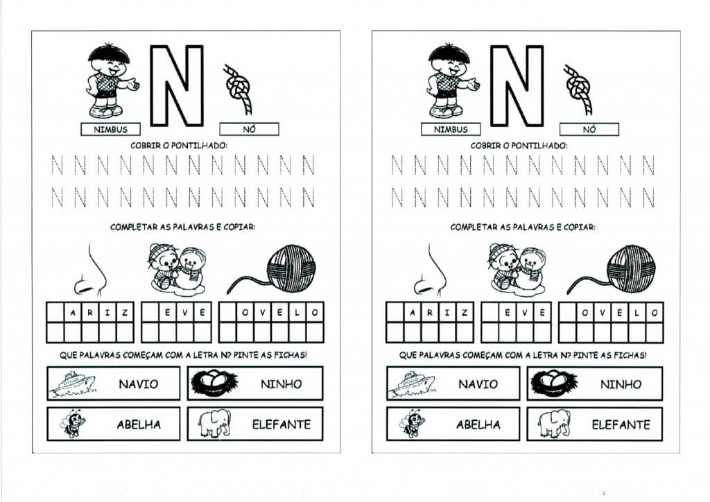 Alfabeto com as Letras Iniciais e Pontilhadas-Parte 3-Letra N