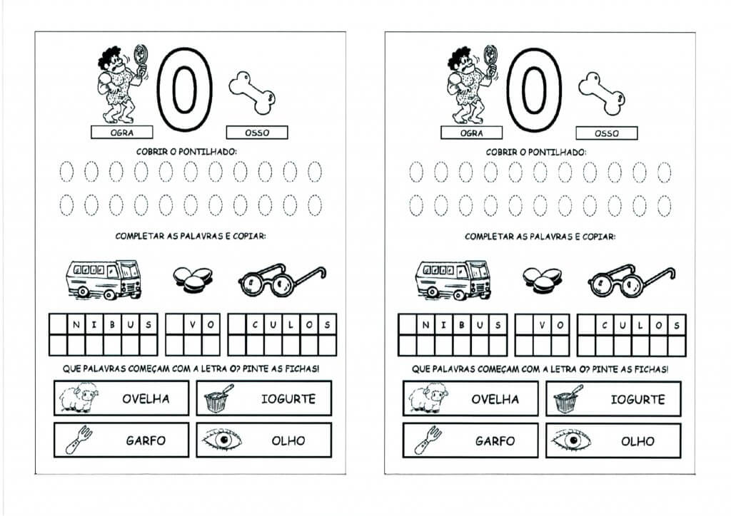 Alfabeto com as Letras Iniciais e Pontilhadas-Parte 3-Letra O