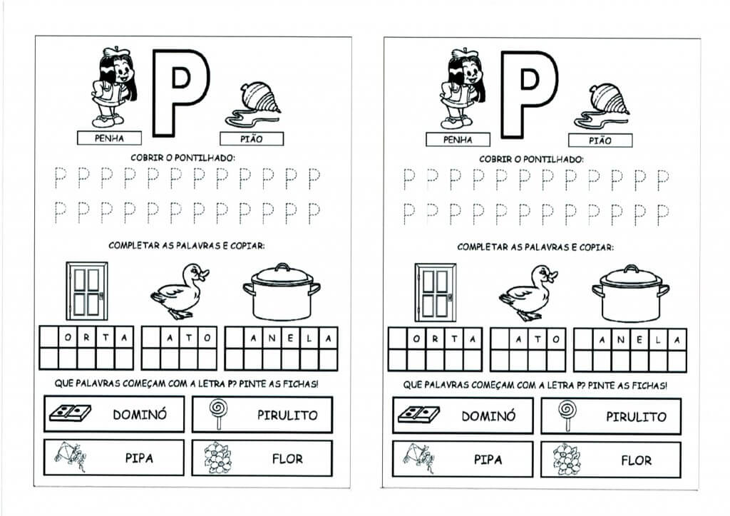 Alfabeto com as Letras Iniciais e Pontilhadas-Parte 3-Letra P