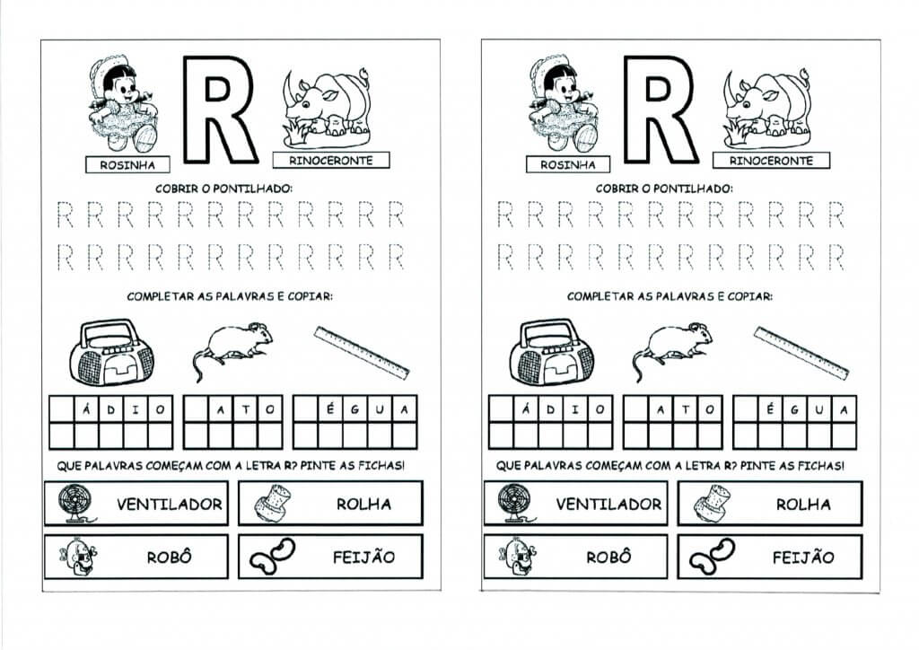 Alfabeto com as Letras Iniciais e Pontilhadas-Parte 4-Letra R