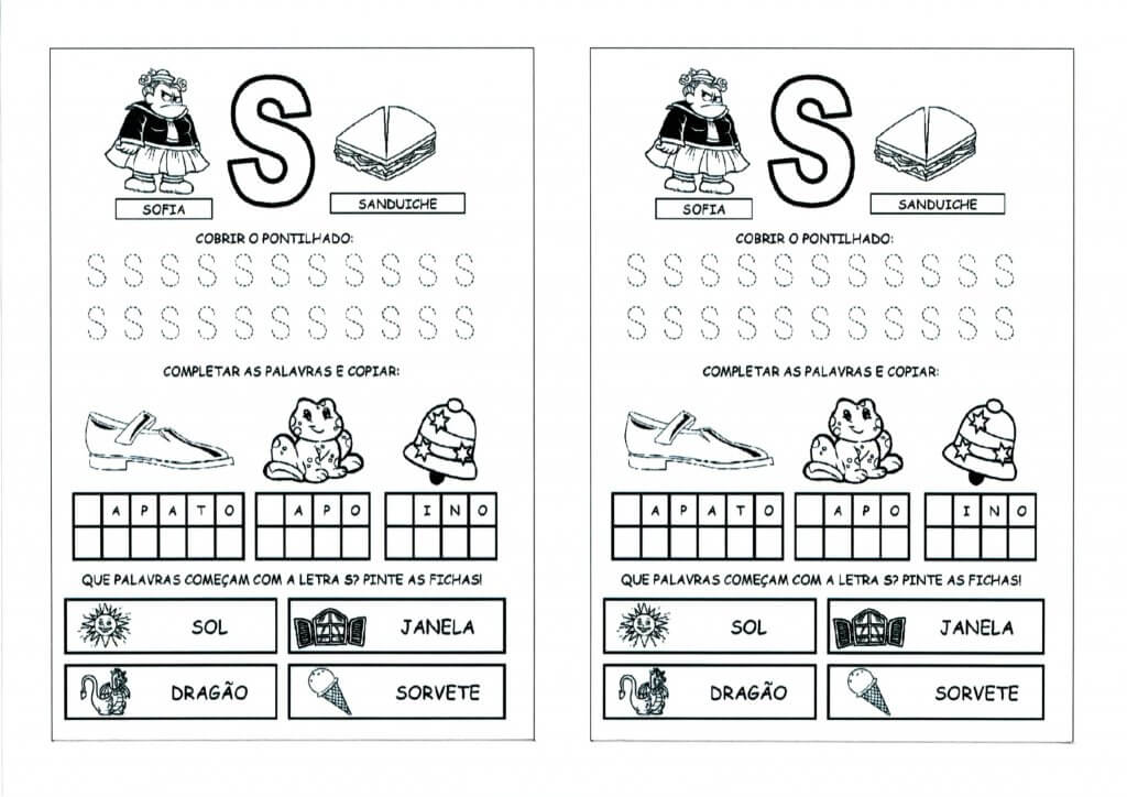 Alfabeto com as Letras Iniciais e Pontilhadas-Parte 4-Letra S