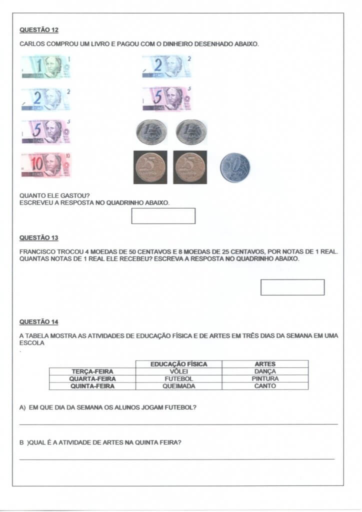 Avaliação Matemática-Gráficos Sistema Monetário Tabelas-Folha 2