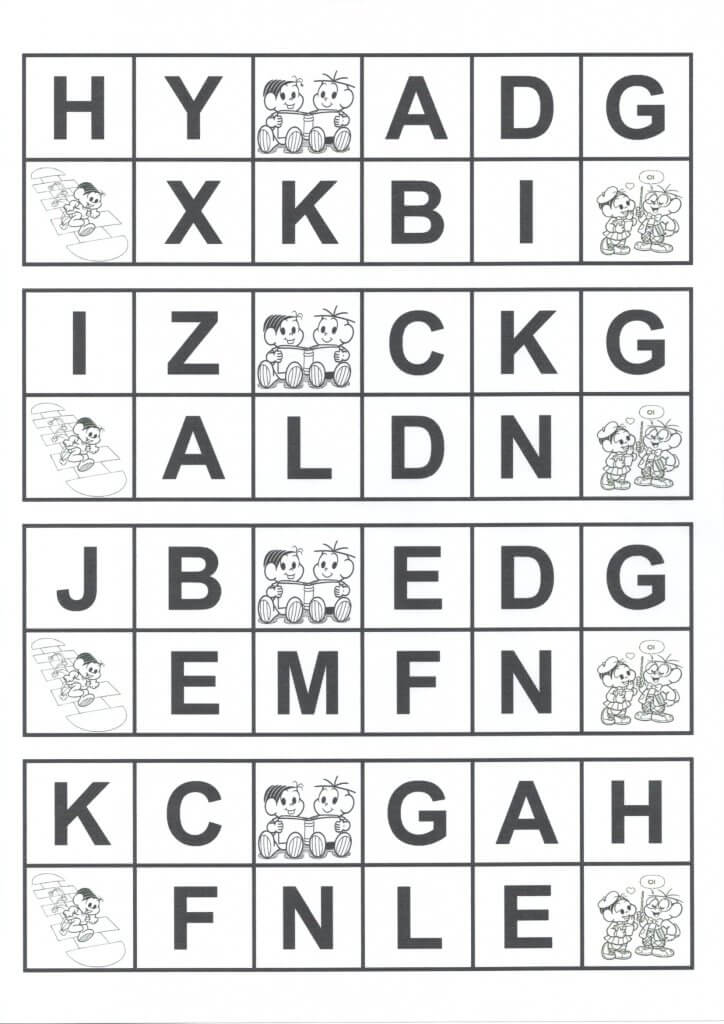 Bingo do alfabeto-Turma da Mônica-Parte 1-Folha 1