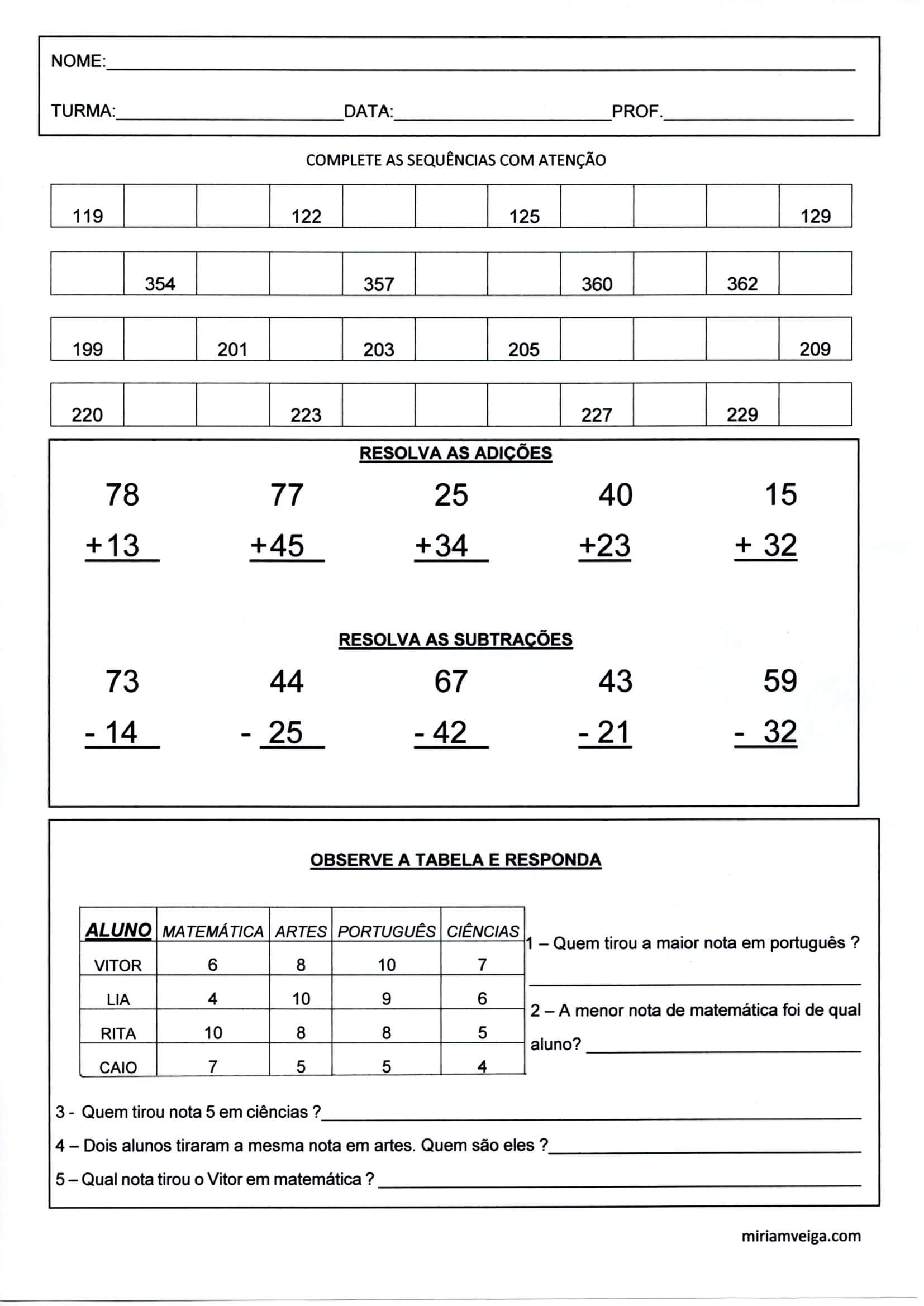 Prova De Matematica 3 Ano