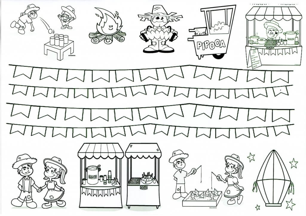 Desenhos para recortar e montar a Festa Junina