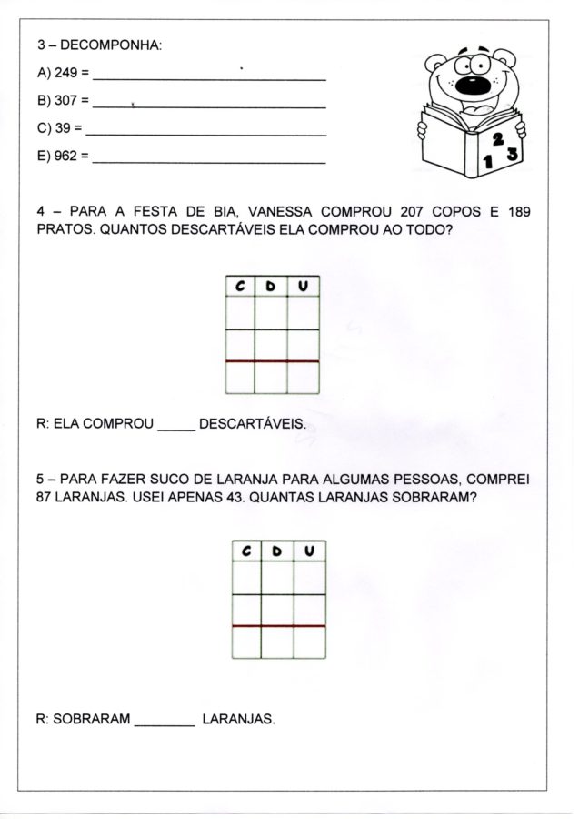 Avaliação de Matemática 4 Ano-Parte 2-Decomposição-Folha 2