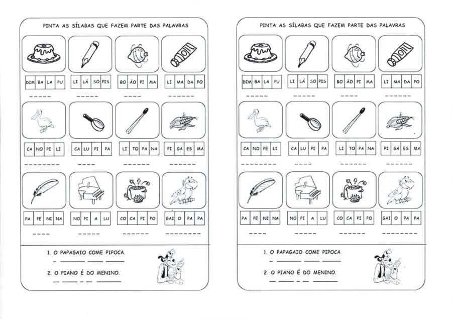 Escrevendo o nome das figuras a partir de sílabas