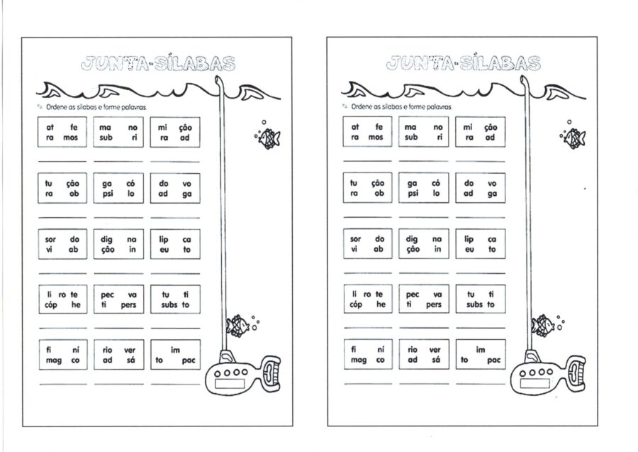 Ordene as Sílabas para formar palavras