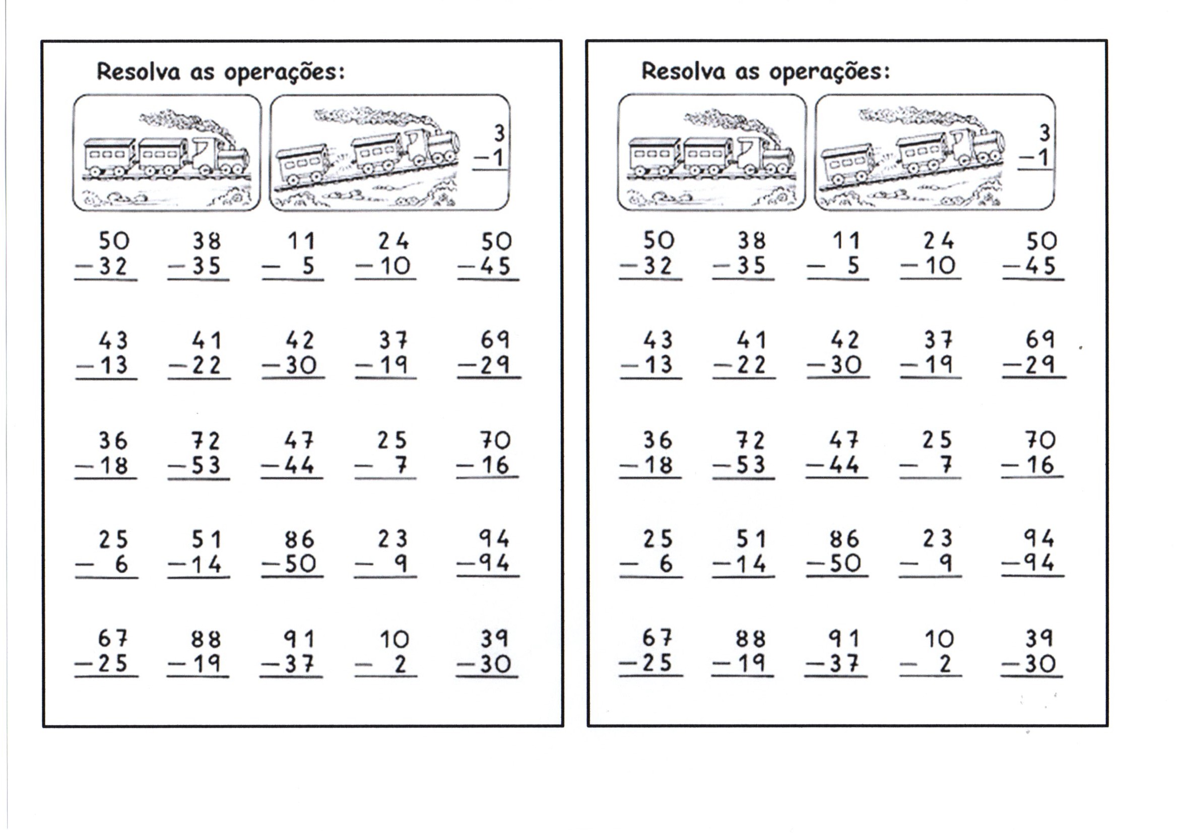 Continhas De Subtração Com Empréstimo · Alfabetização Blog 1378