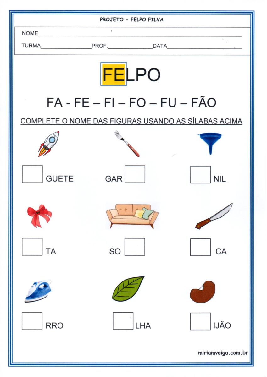 Felpo Filva-Sílabas - Sequência didática Projeto Felpo Filva-Gêneros textuais