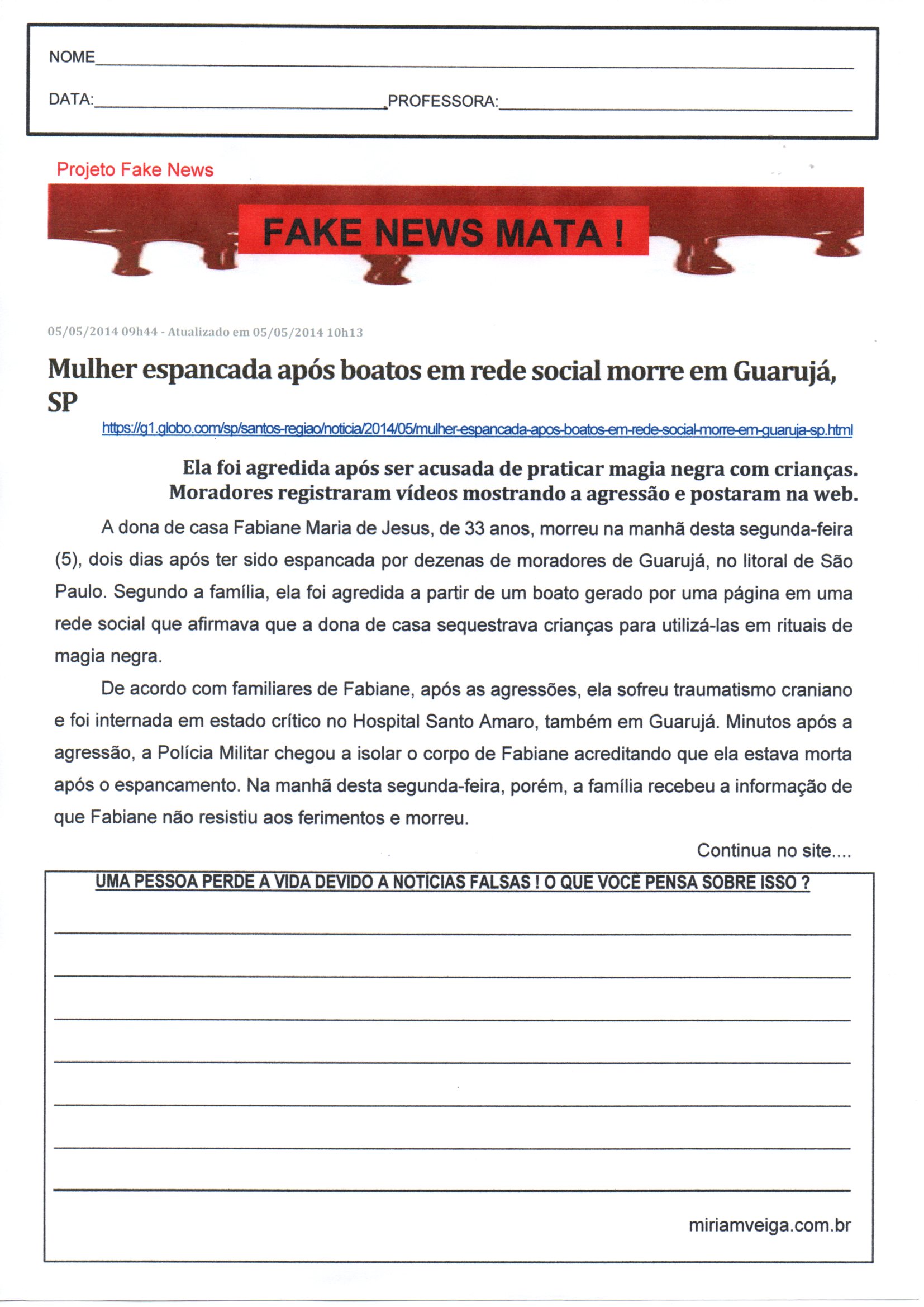 Sequência Didática Fake News · Alfabetização Blog