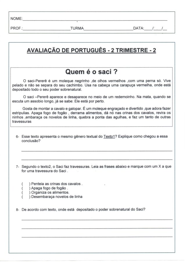 Avaliação-2 trimestre-Interpretação 2
