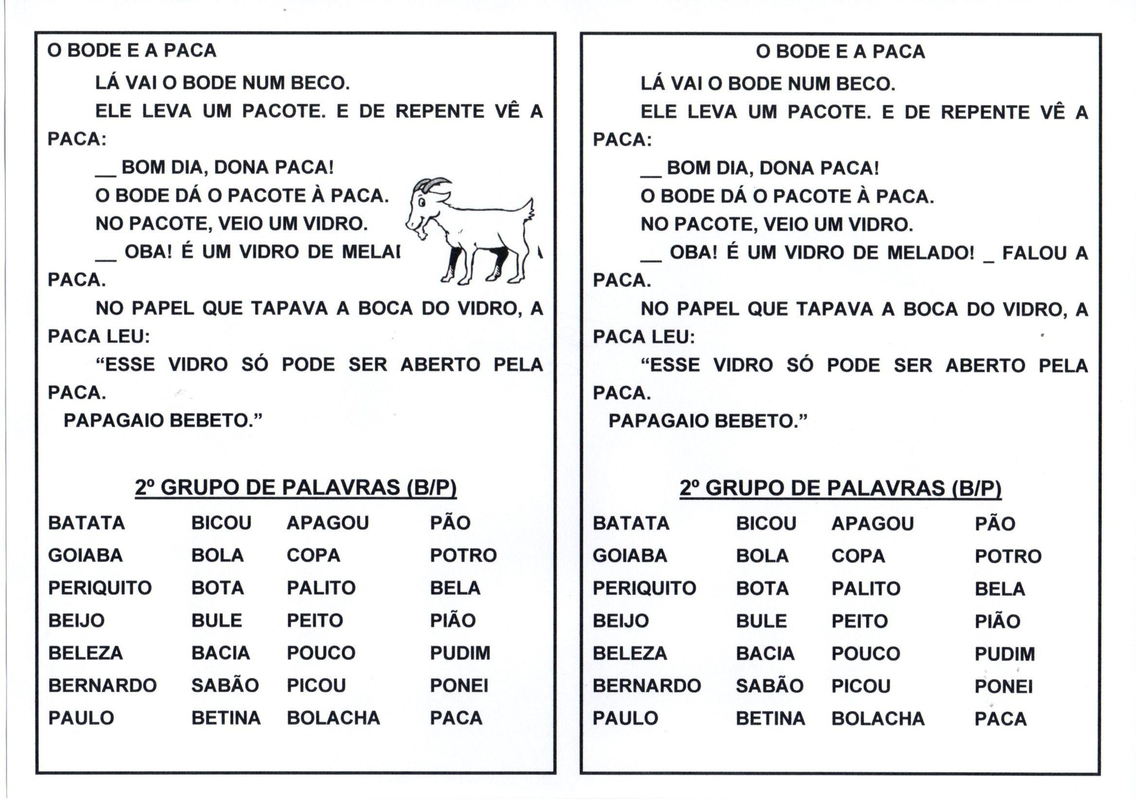 Ortografia Consoantes B-P O Bode E A Paca · Alfabetização Blog