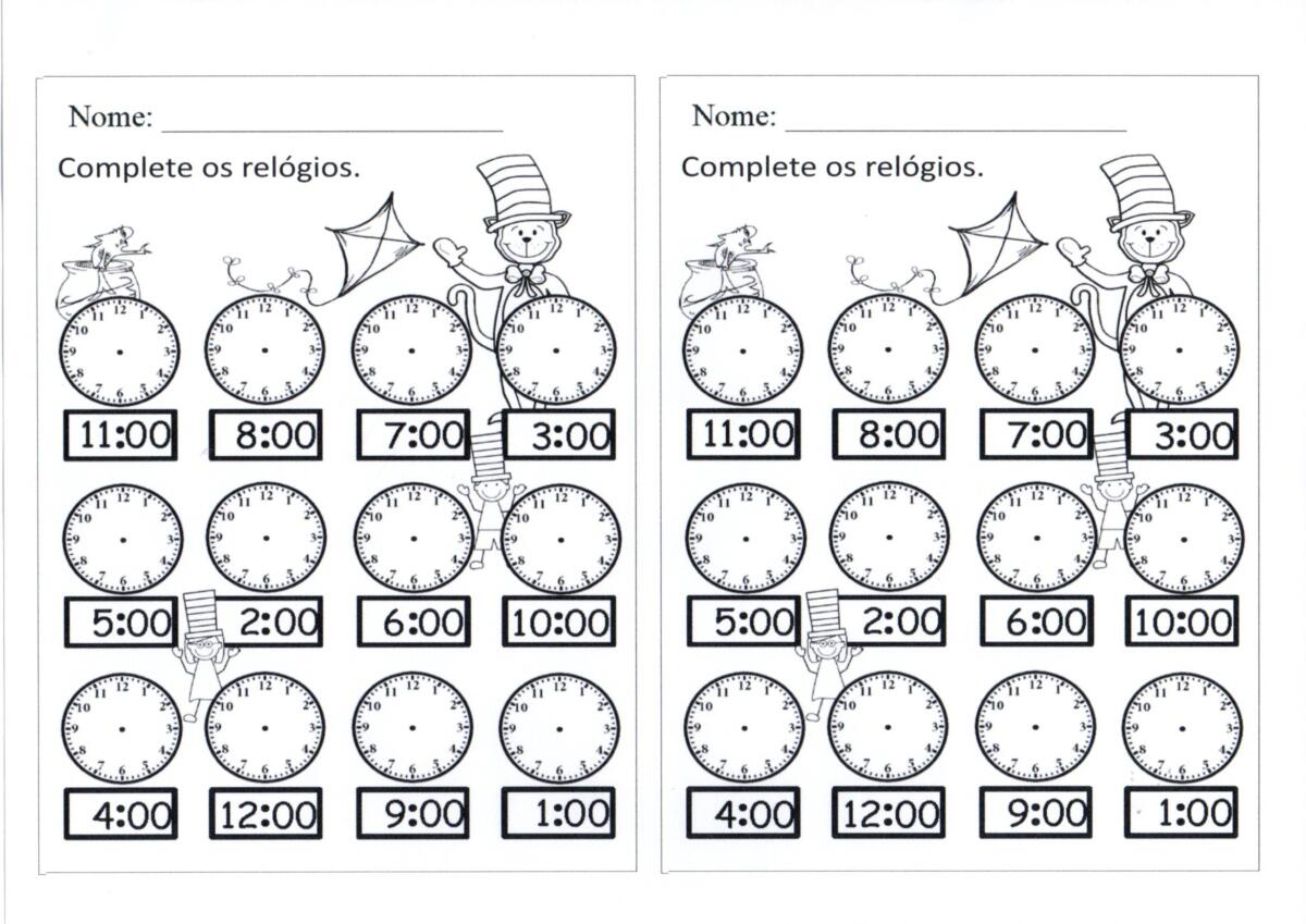 Relógio Analógico-Coloque os ponteiros