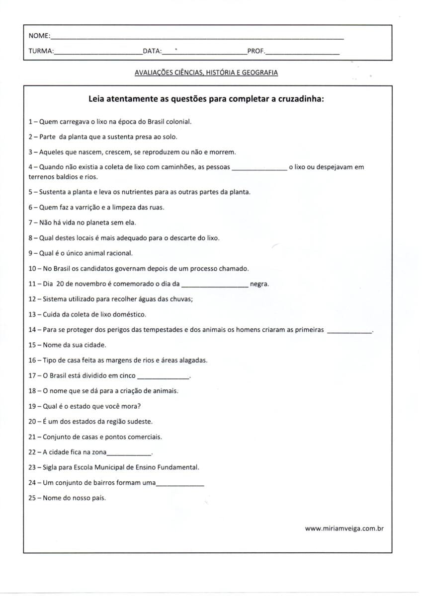 Avaliação Geral 3 Trimestre 8-Ciências 2 Questões