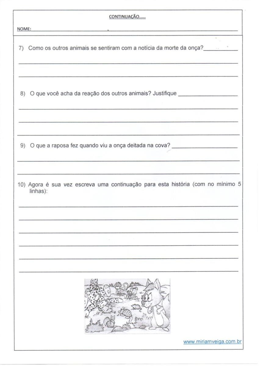 Leitura e interpretação A onça e a raposa 2