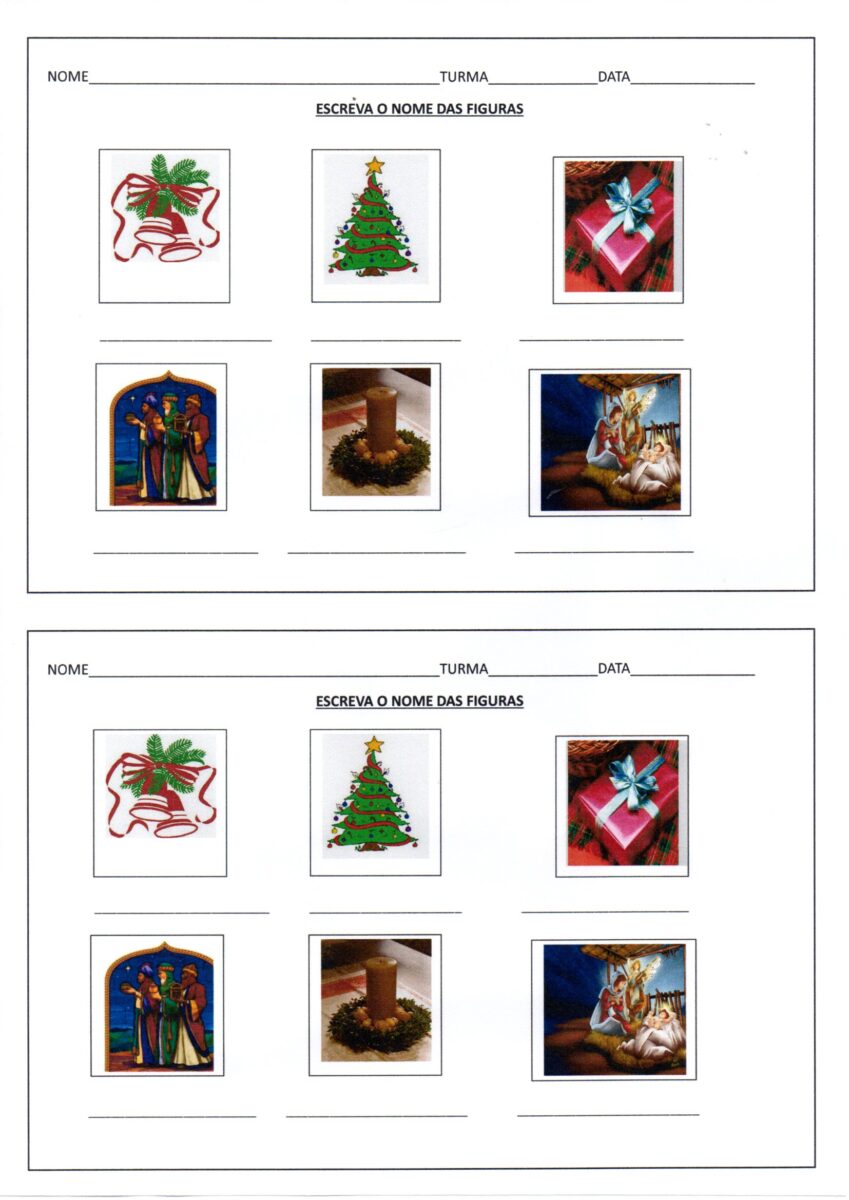 Escreva o nome das figuras de Natal 