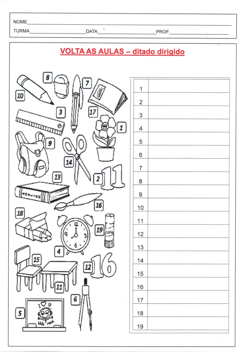 Volta às aulas-Ditado dirigido