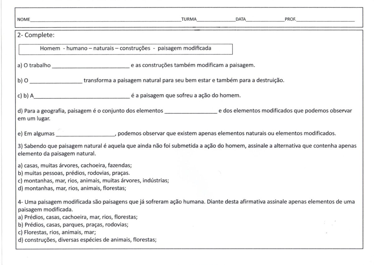 Paisagem natural e modificada-folha 2-Questões