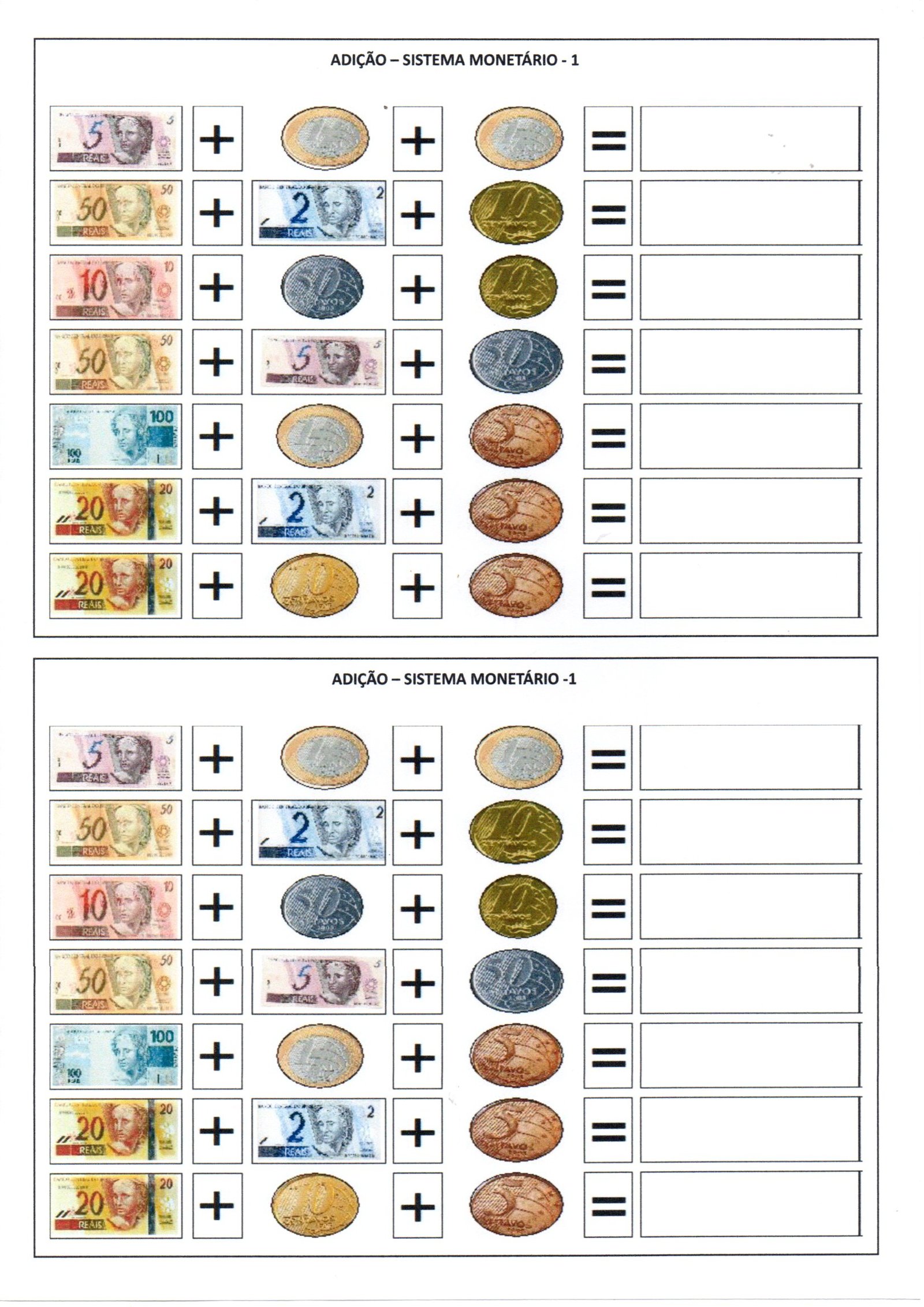 💖Atividades de Sistema Monetário 1 · Alfabetização Blog