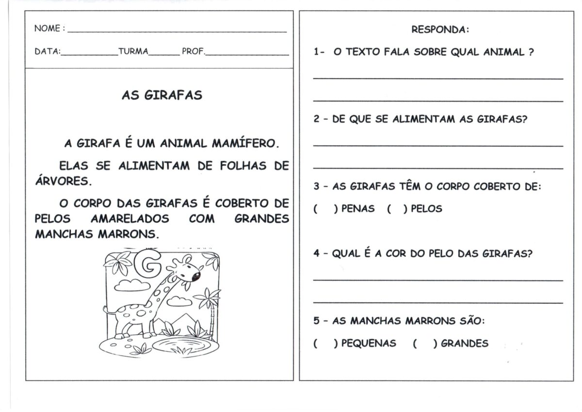 Interpretação de Texto-As Girafas