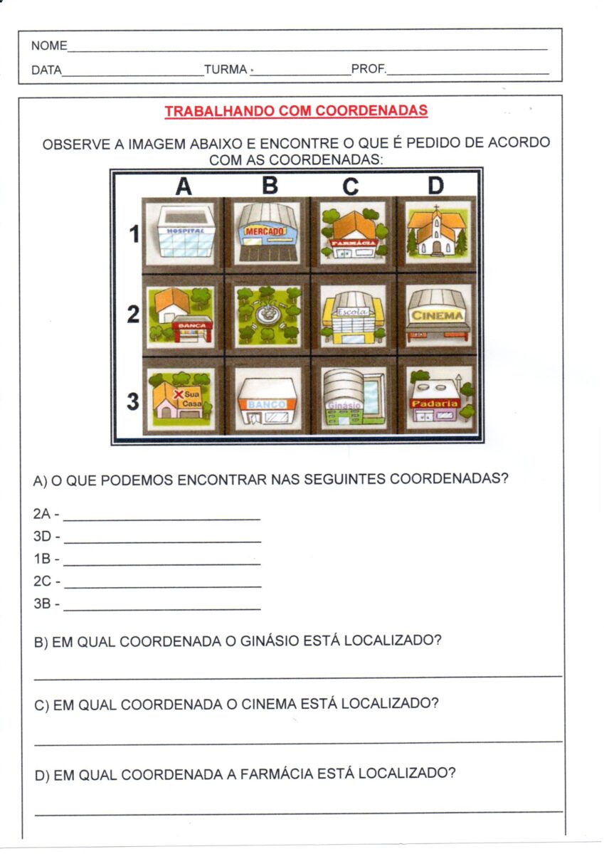 Atividade de Matemática-Trabalhar com coordenadas