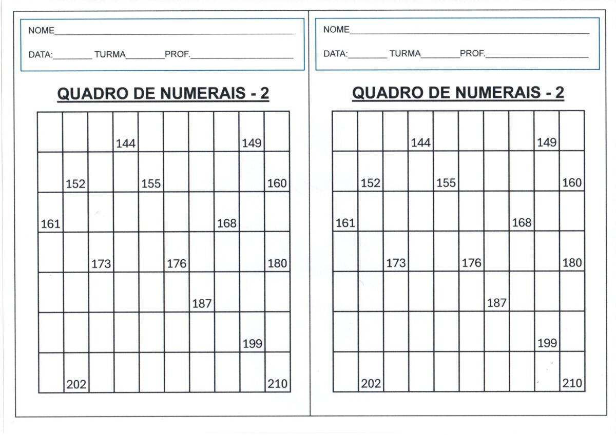Matemática-Quadro de Numerais 2