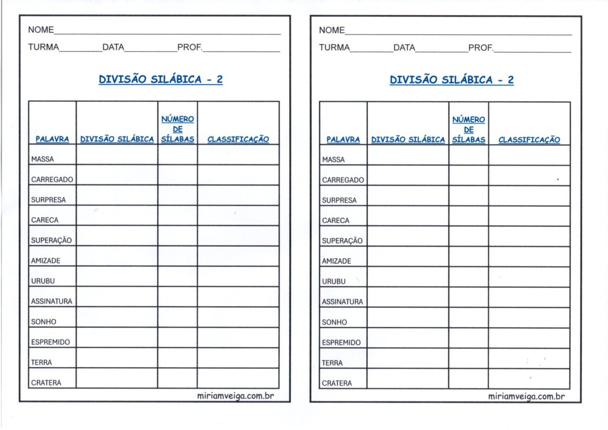Língua Portuguesa-Divisão Silábica 2