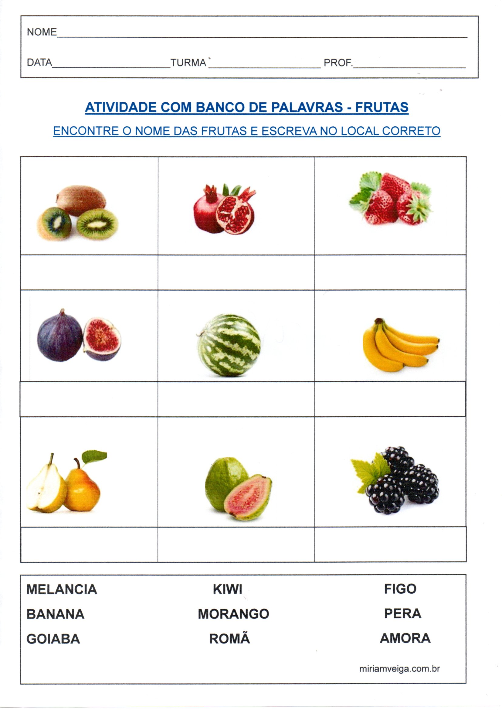 💖Banco de Palavras-Frutas 1 · Alfabetização Blog