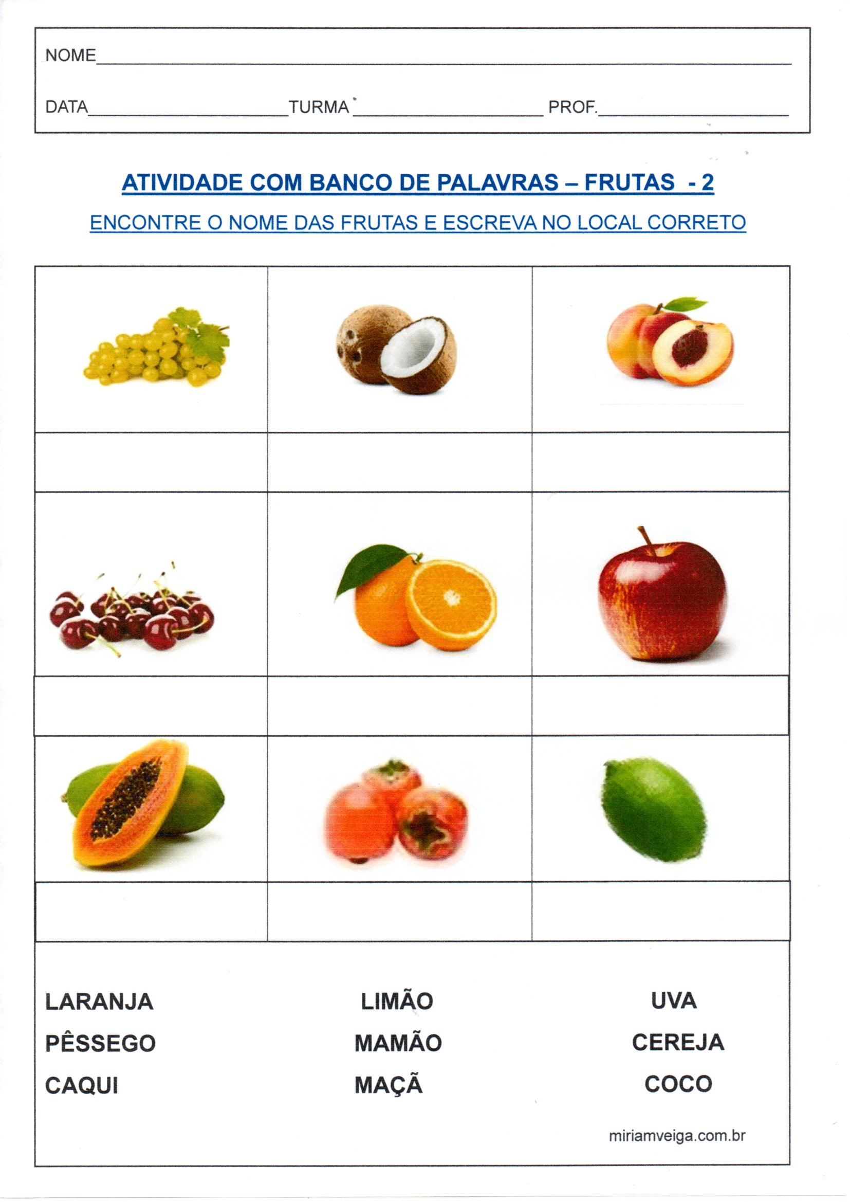 💖Banco de Palavras-Frutas 2 · Alfabetização Blog
