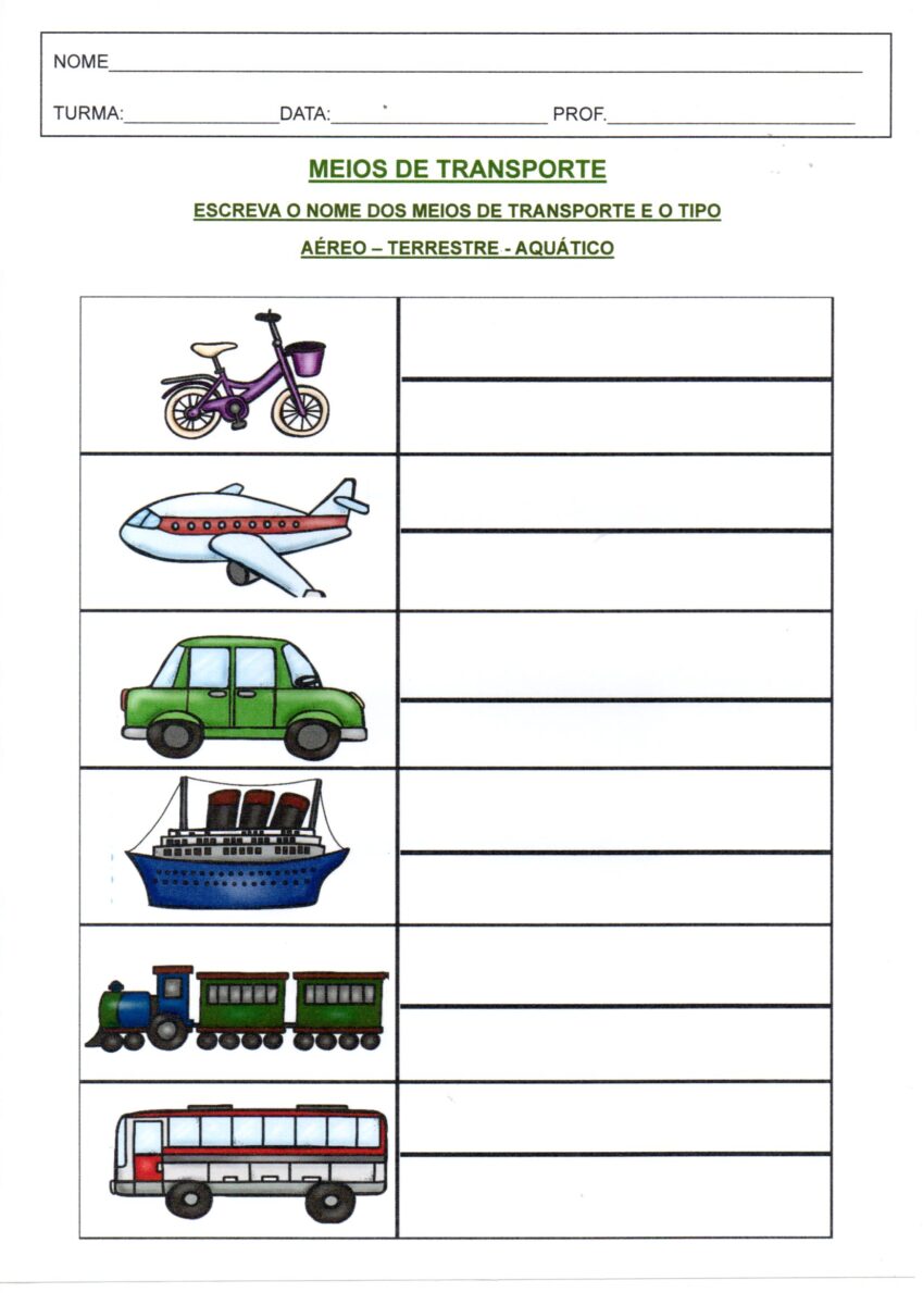 Geografia-Meios de transporte-Nomeie e Selecione