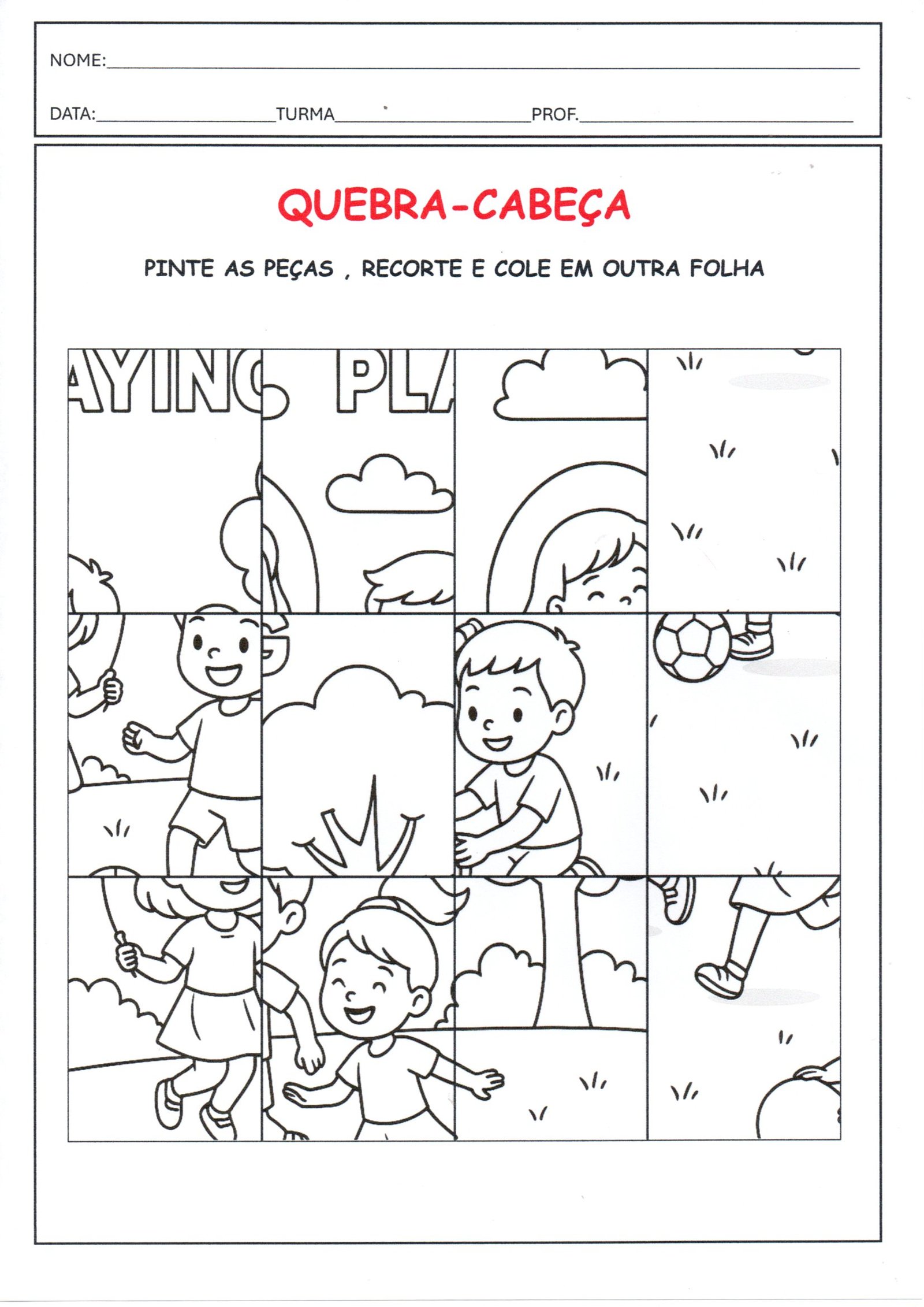 💖Quebra-Cabeças Recorte e Cole · Alfabetização Blog