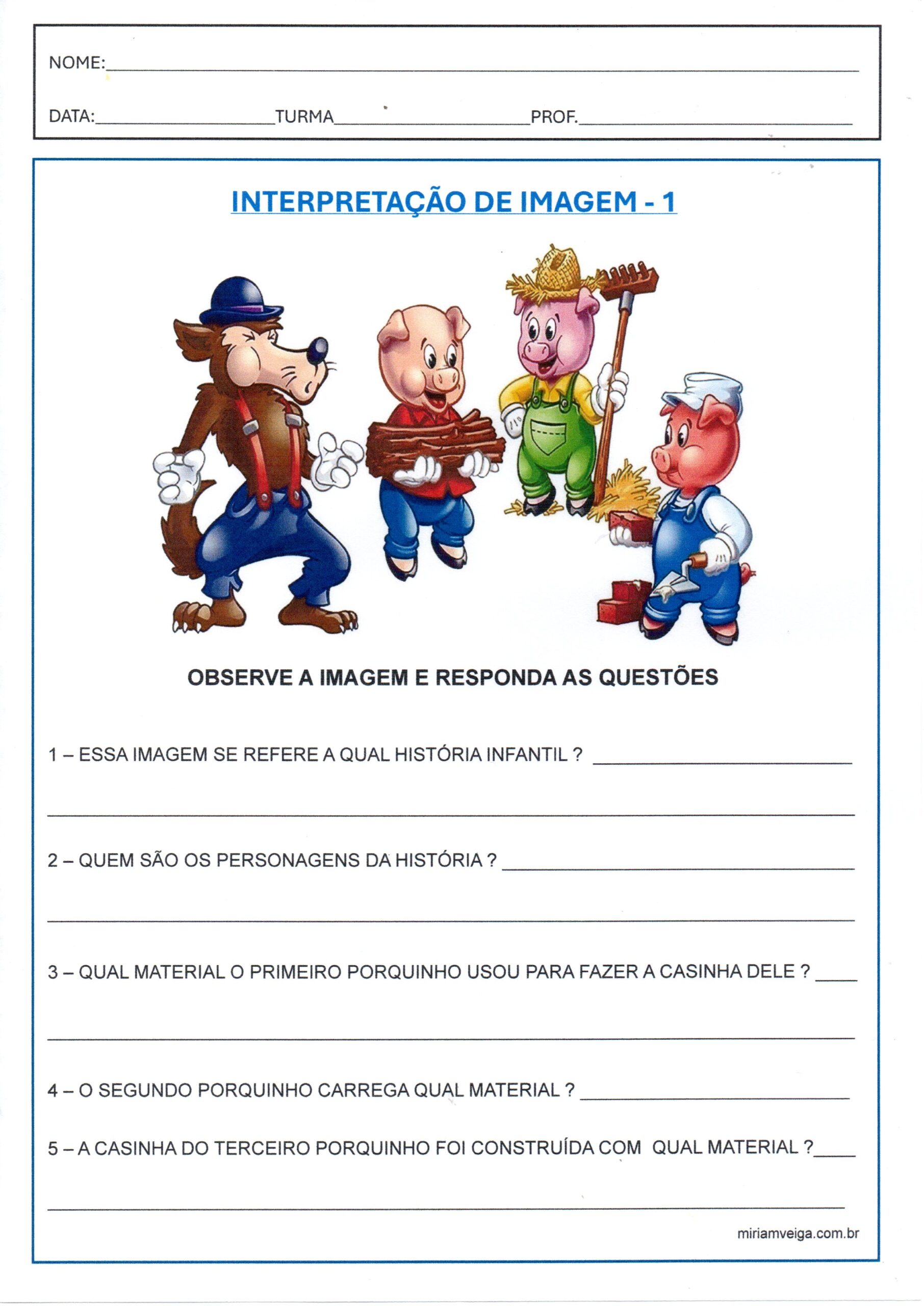 💖Interpretação de imagem-Os três porquinhos 1 · Alfabetização Blog