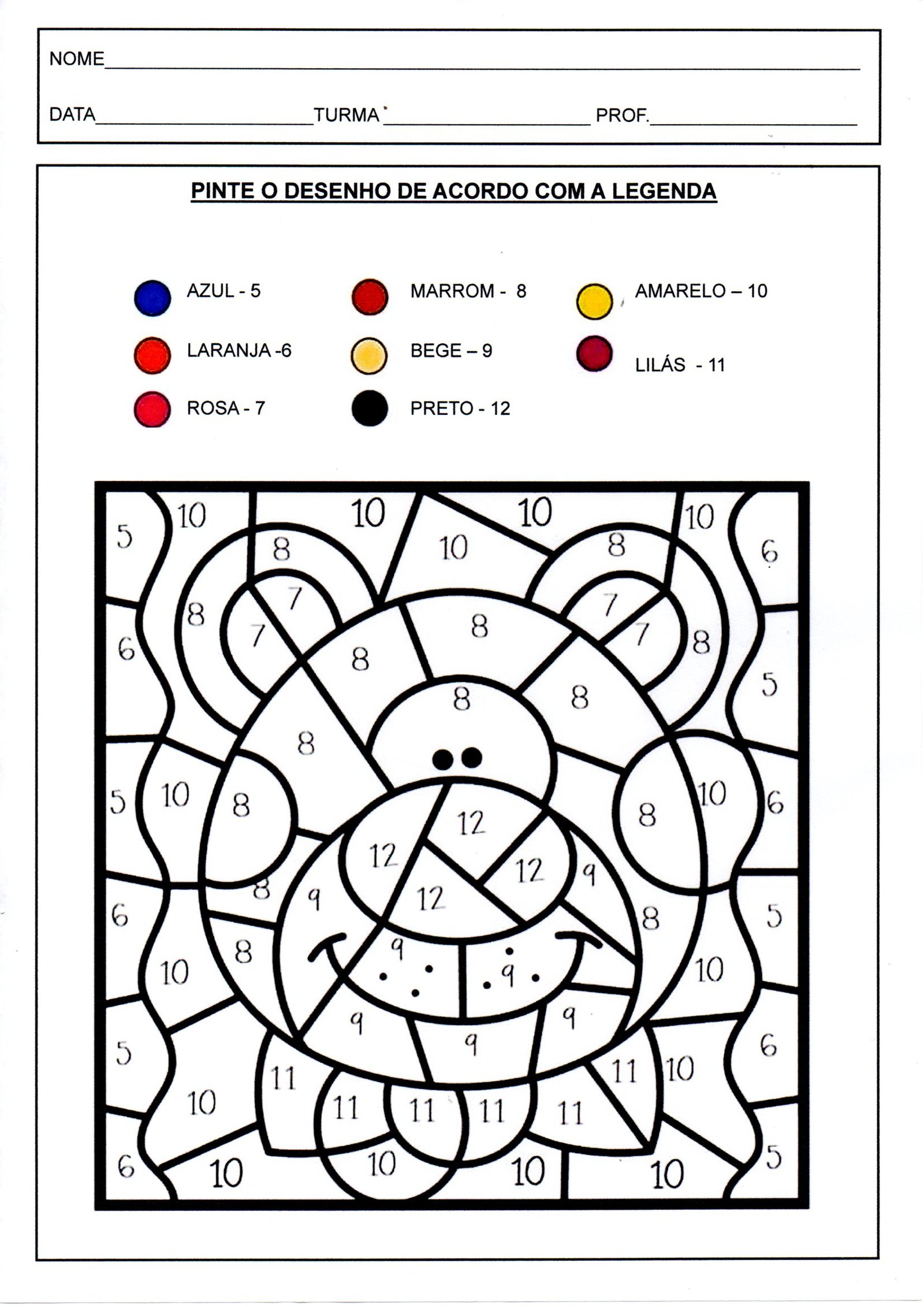 💖Pinte o desenho de acordo com a legenda · Alfabetização Blog