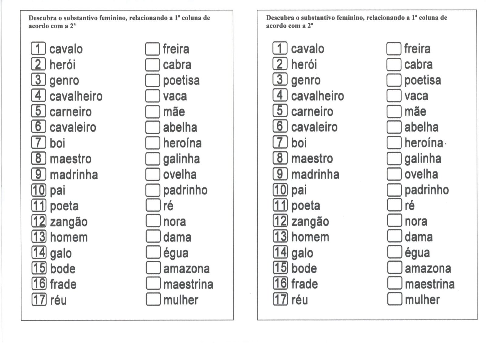 💖Substantivo masculino e feminino · Alfabetização Blog