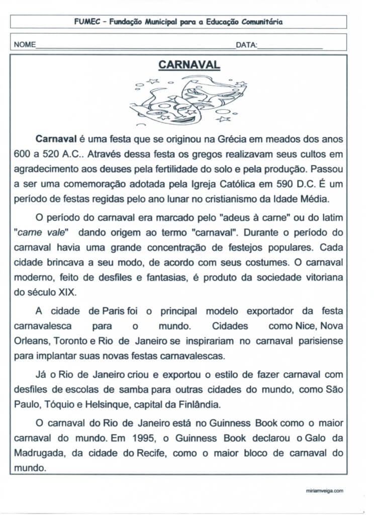 Atividades de Carnaval para EJA e EF-Parte 1-Folha 1